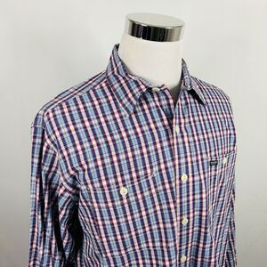 Polo Sport Ralph Lauren Large Sportsman Shirt Red White Blue Plaid Button Front